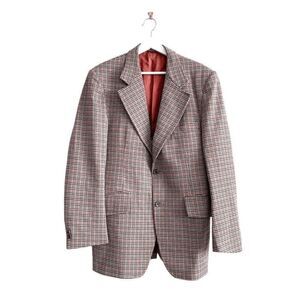 Vintage ﻿Sears Mens Fortrel Houndstooth Two-Button Front Blazer Jacket Size 40